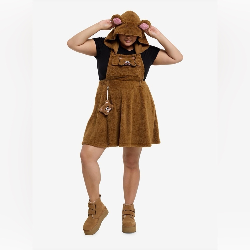 Charming Brown Bear Mini Dress with Hood